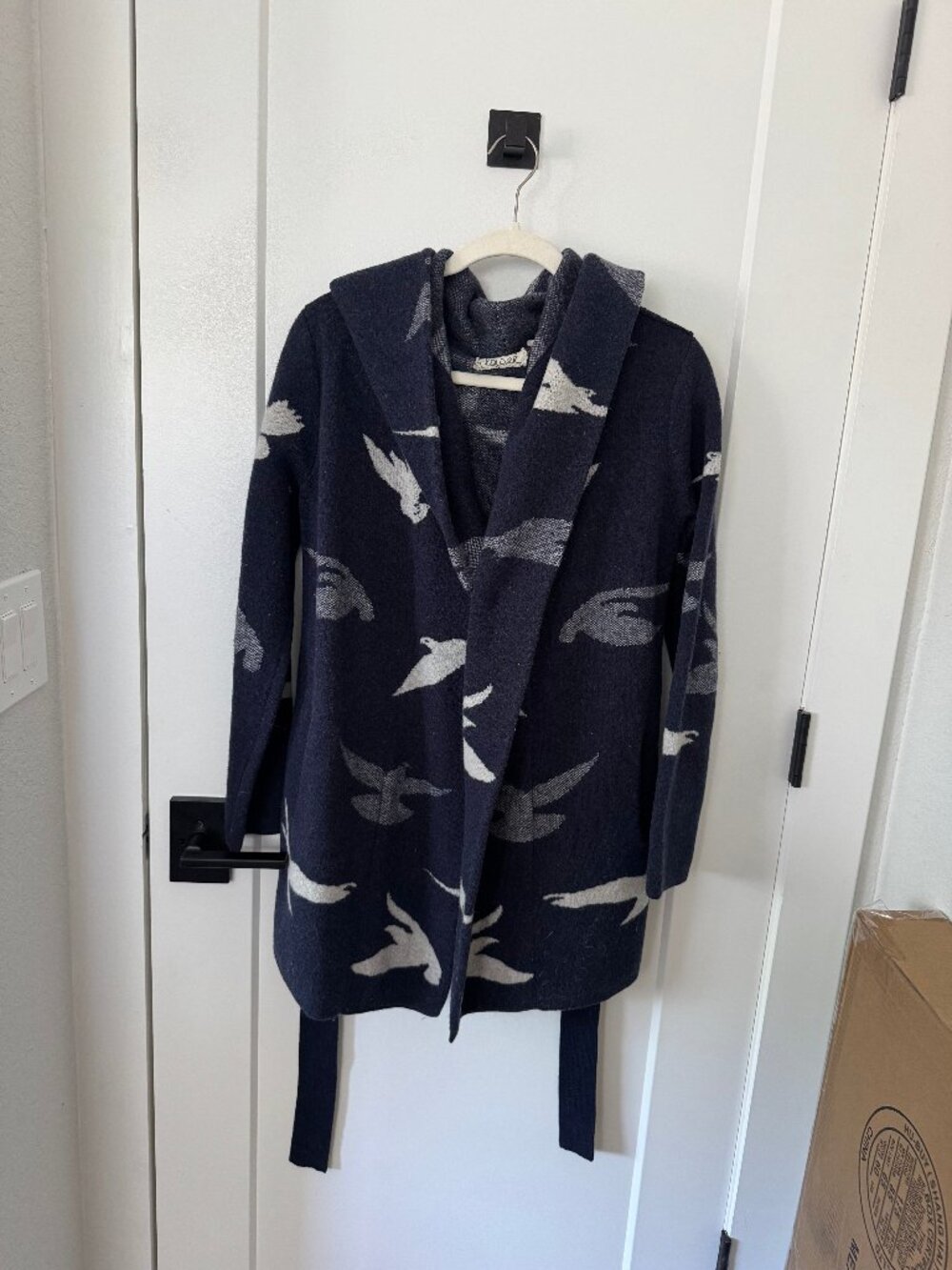 Anthropologie Field of Flowers Bird Lambswool Wrap Cardigan